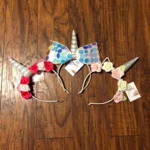 Girls Unicorn Headbands lot of 3 NEW!